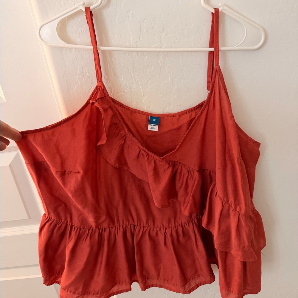 Old Navy Coral One-Shoulder Ruffle Dress